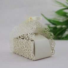 Candy Box Laser Cut Paper Rose Box with Ribbon Bow 